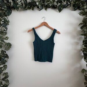 Gypsy + Jade Sleeveless V-Neck Cropped Ribbed Tank Top Teal Women’s Sz XS/S